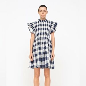 Sea New York Blue and White Checkered Mini Dress